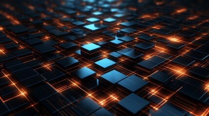 Dark tone 3D abstract background of an active coding environment