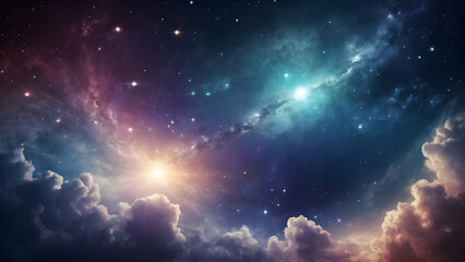 mystical universe abstract background, galaxy light with star and clouds