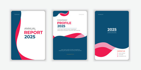 Wall Mural - Cover Annual report and company profile business brochure flyer template, style wave modern business