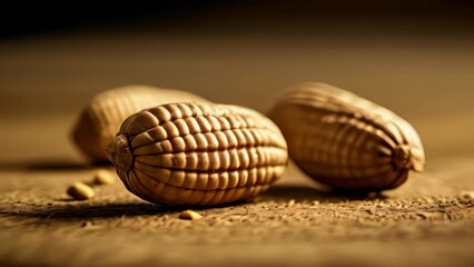 Poster -  Natural beauty in simplicity  Closeup of two acorns on a textured surface