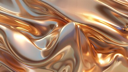Wall Mural - 3d renderings of fluid shapes with metallic textures