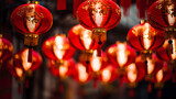 Fototapeta Fototapeta uliczki - Jiufen old street with tourists walking and shopping .at night Traditional Chinese lanterns hanging along the narrow street.