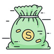 A vector icon depicting a bag with a dollar symbol, ideal for illustrating wealth, finance, or monetary themes.