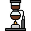 © Grapgraphic49 - vacuum coffee maker or siphon coffeemaker and lantern filled outline icon