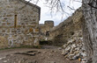 Inside the Ananuri Fortress, Georgia. Church and defensive wall. Tower with doorway inside.
