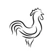 black rooster line icon vector element design template