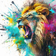 Lively roaring lion