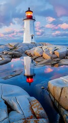 Poster - lighthouse on the shore of the sea