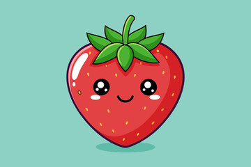 Poster - A sweet strawberry with a smiley face