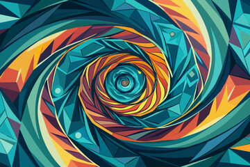 Aufkleber - A swirling vortex of geometric shapes representing complexity and intricacy