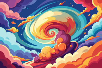 Fototapete - Billowing clouds swirling in a vortex of color
