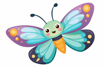 Wall Mural - Cute Butterfly Fluttering gradient illustration in white background