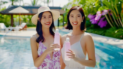 Poster - two women in the pool