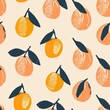 Pastel sketch of hand-drawn seamless pattern of simple citrous fruits