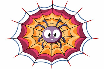 Poster - Cute Spider Web spinning gradient illustration in white background