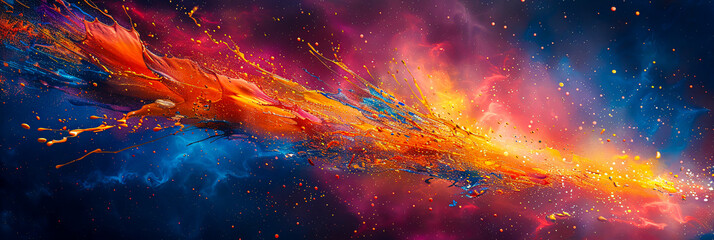 Wall Mural - Colorful Nebula in Space, Abstract Cosmic Background with Star Clusters