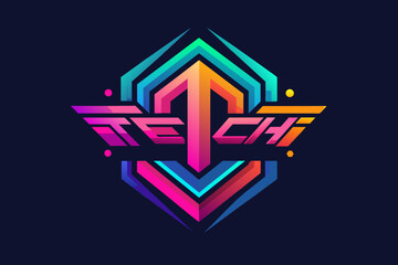 Leinwandbilder - Explore vibrant color gradients to create a tech-inspired logo with vector elements