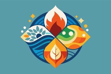 Poster - Imagine an abstract icon inspired by the elements of nature (earth, air, fire, water)