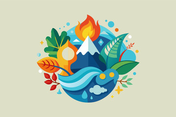 Poster - Imagine an abstract icon inspired by the elements of nature (earth, air, fire, water)