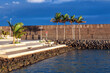 © russieseo - Embankment of Arrecife city of Lanzarote. Palm trees on the waterfront of the port of Canary Islands