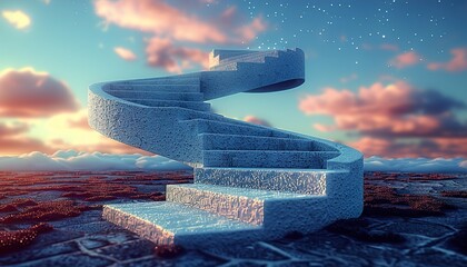 Poster -  staircase twisting into the sky