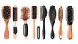 Set of different hair brushes and combs.