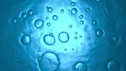 Poster - Super Slow Motion of Water Bubbles in Detail. Filmed on High Speed Cinema Camera, 1000 fps. Texture of Water in Pool, Shot from Above.