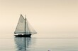A lone sailboat navigates through calm waters, its sails billowing in the wind. The image captures the quiet strength in yielding to the forces of nature