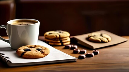 Canvas Print -  Cozy afternoon with a warm cup of coffee and a stack of delicious cookies