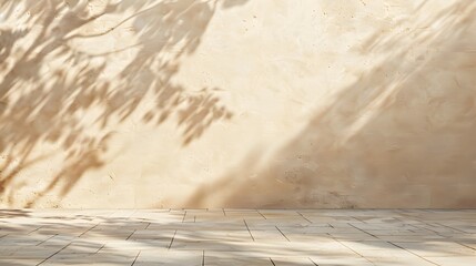 Wall Mural - Abstract background of shadows on the wall, beige colors,  empty space for product presentation