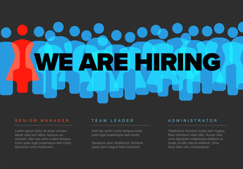 Poster - We are hiring blue and red dark minimalistic flyer template