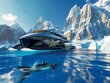 whale watching luxury cruise, travel concept, mountain landscape