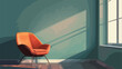 Stylish chair near color wall in room Vector illustration