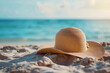 Elegant hat mock-up on a tranquil beach background