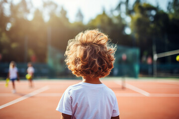 Generative AI illustration of focused tennis player on court ready for important championship league match