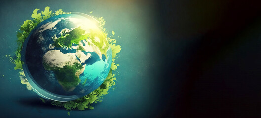 Wall Mural - Planet Earth saving concept, miniature plant ball, isolate, gradient background. AI generated.