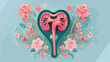 Uterus organ and ovaries in bloom with flowers.
