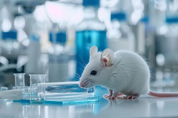 White laboratory mouse for scientific experiments