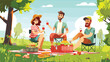 Vertical advertising poster on a picnic theme. illustration