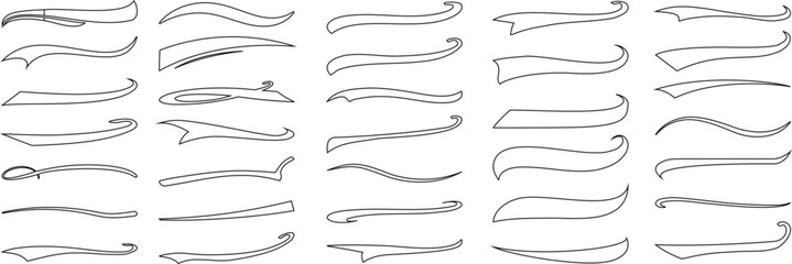 Poster - text tail Swoosh, tail designs collection, swirl line art, simple curves, elaborate swirls, plain background. Perfect for logo, branding, graphic design elements, sports, fashion, or typography