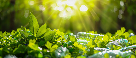 Poster - Green Garden under Summer Sun, Fresh Plants and Bright Foliage, Natures Vibrance