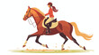 Woman riding horse. Stallion trotting 