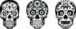 Set of calaveras skull, vector illustration.