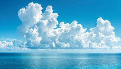 Poster - Tranquil panoramic view of serene blue sky with fluffy clouds perfect for background use