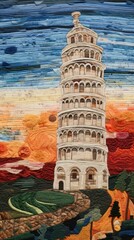Wall Mural - Leaning tower of pisa architecture building landmark.