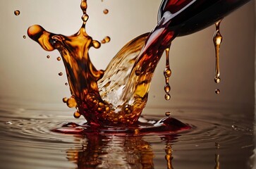 Brewing splash, close up, isolated on brown background. AI generated