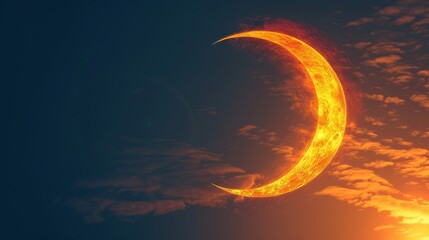 Wall Mural - eclipse: a vector illustration of a partial solar eclipse, showing the moon partially covering the s