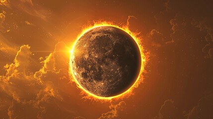Wall Mural - eclipse: a vector illustration of a total solar eclipse, showing the moon completely covering the su