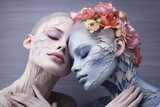 Fototapeta Most - two beauty image of women ,skin care, body care, beauty salon,art design