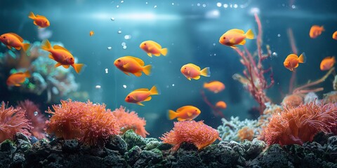 Wall Mural - tropical coral reef fish under water world, Generative Ai
